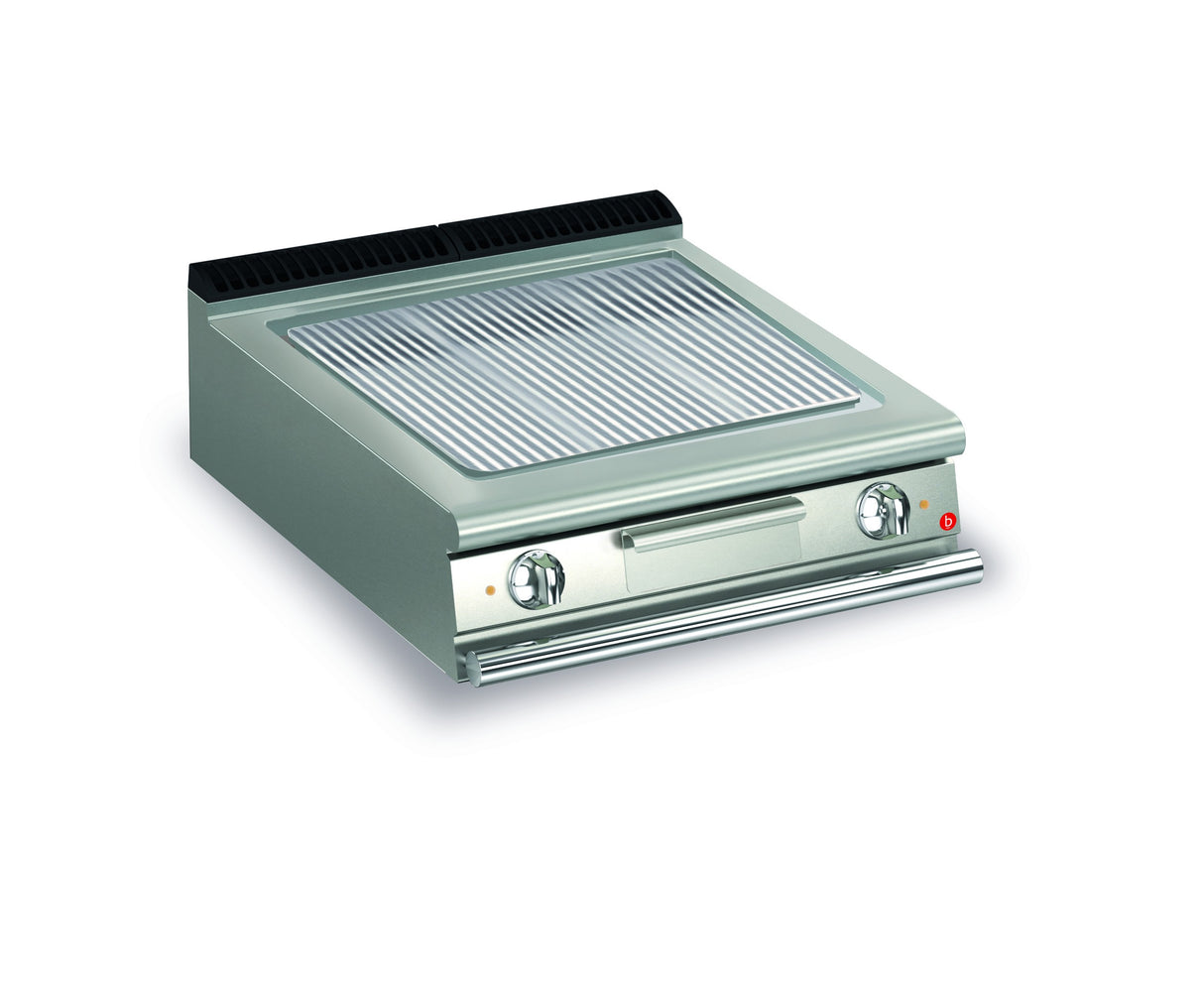 Top plancha électrique - Plaque rainurée 37,3 dm² - Chrome dur - Larg. 800 mm - 705 x 490 - Gamme QUEEN 700 - 70QSFTE815 - Baron