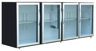 Unifrigor - Arrière-bar Skinplate - Série LEDS - Sans groupe - 4 larges portes vitrées - 967 litres - U74LVSSG