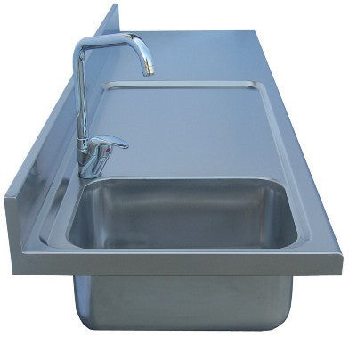 Unifrigor - Plan de travail inox pour arrière-bars groupe logé - 2 portes moyennes - Avec dosseret - Longueur 1350 - 115493