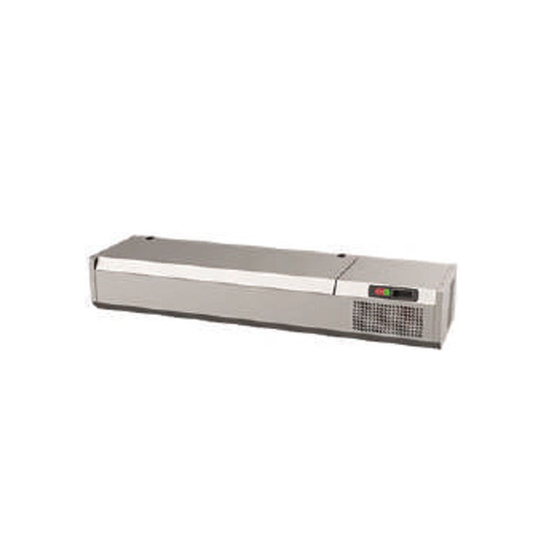 Vitrine à poser positive 0/+15°C avec couvercle en acier inox - Prof. 380 mm - Long. de 1400 mm - NEOS - VP1438C - ILSA