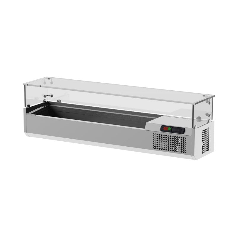 Vitrine à poser positive 0/+15°C avec vitre - Prof. 380 mm - Long. de 2150 mm - NEOS - VP2138V - ILSA