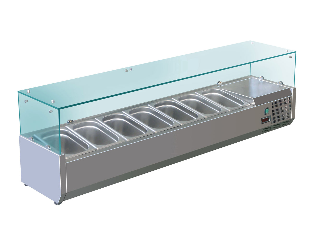 Vitrine réfrigérée positive +2/+8°C pour table à pizza - 4 bacs GN 1/3 - V12GN13 - Nosem