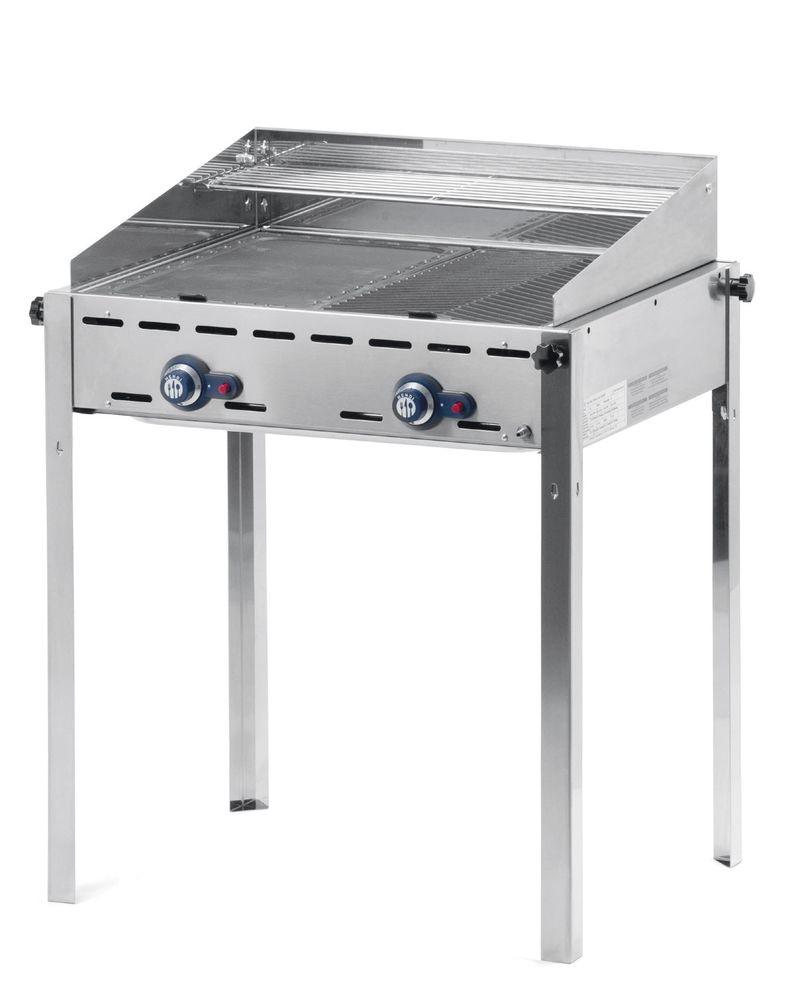 Barbecue Green Fire avec 2 brûleurs, HENDI, Profi Line, Plaque et grille en fonte émaillée GN 1/1, 11,6kW, 740x615x(H)825mm