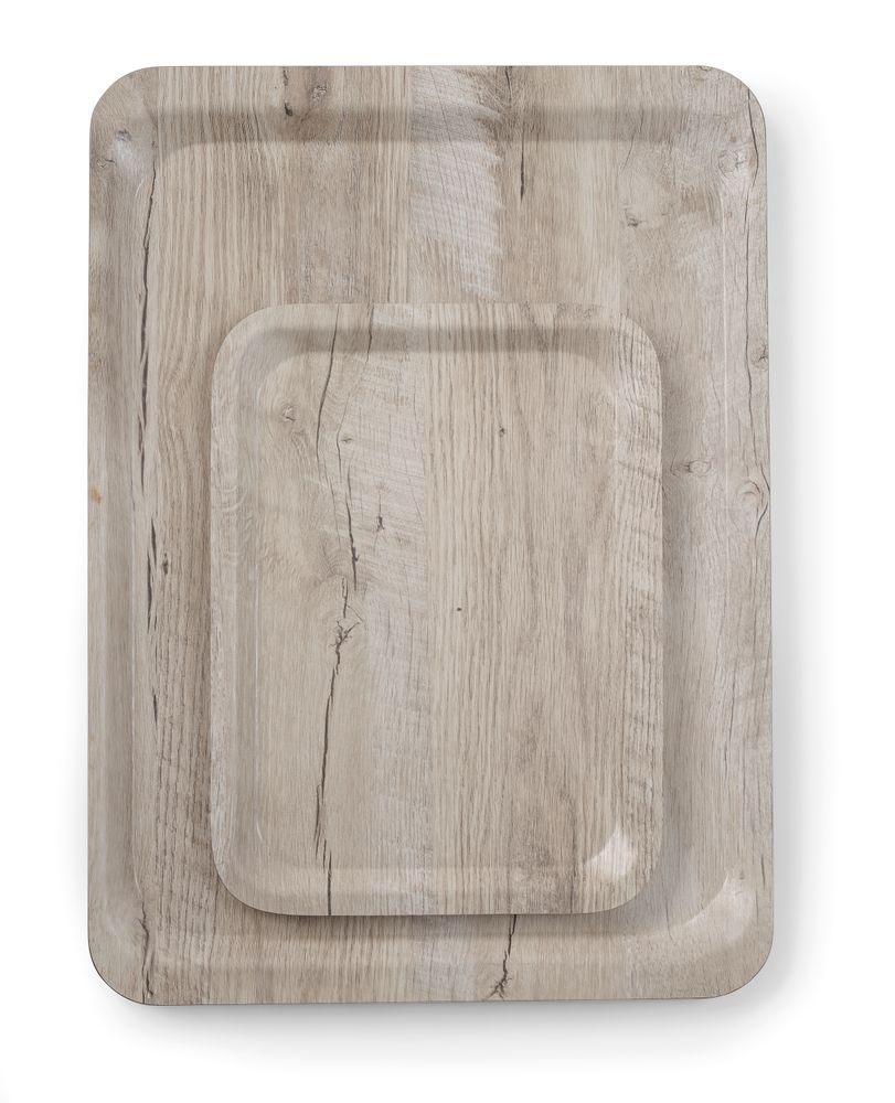 Plateau de service en mélamine avec imprimé bois, HENDI, Bois foncé, 330x430mm