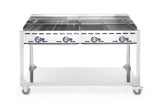 Barbecue Green Fire avec 4 brûleurs, HENDI, Profi Line, sur support avec roulettes, Gris, 22kW, 1400x612x(H)825mm
