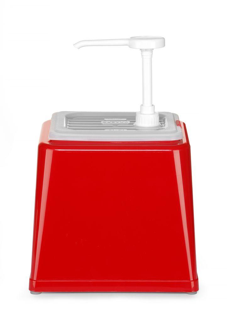 Distributeur de sauces avec pompe, HENDI, 2,5L, Rouge, 230x210x(H)250mm