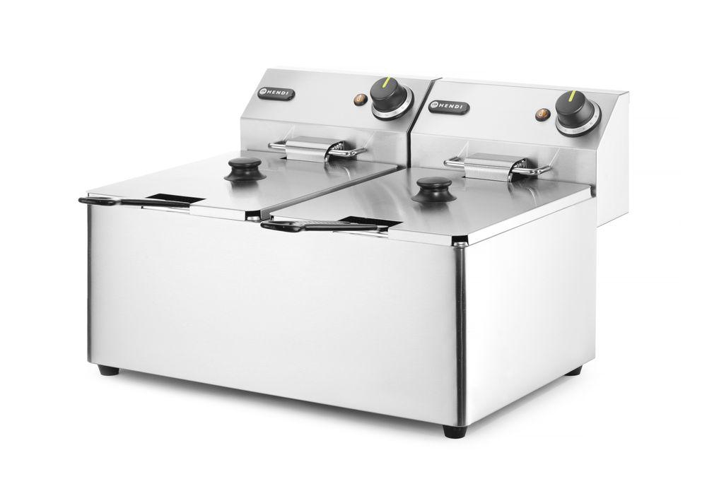 Friteuse Kitchen Line - 2x 8L, HENDI, Kitchen Line, 16L, 230V/7000W, 550x430x(H)345mm