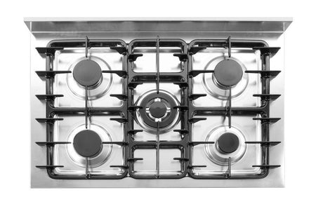 Cuisinière à gaz - 5 feux avec four électrique, HENDI, Kitchen Line, Argent, 230V/2900W, 14,3kW, 900x655x(H)900mm