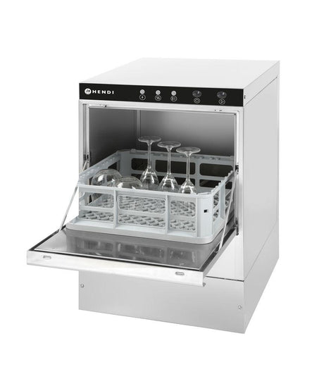 Lave-verre 40x40 - commande électronique, HENDI, avec pompe de vidange et doseur détergent, 230V/2800W, 510x470x(H)710mm