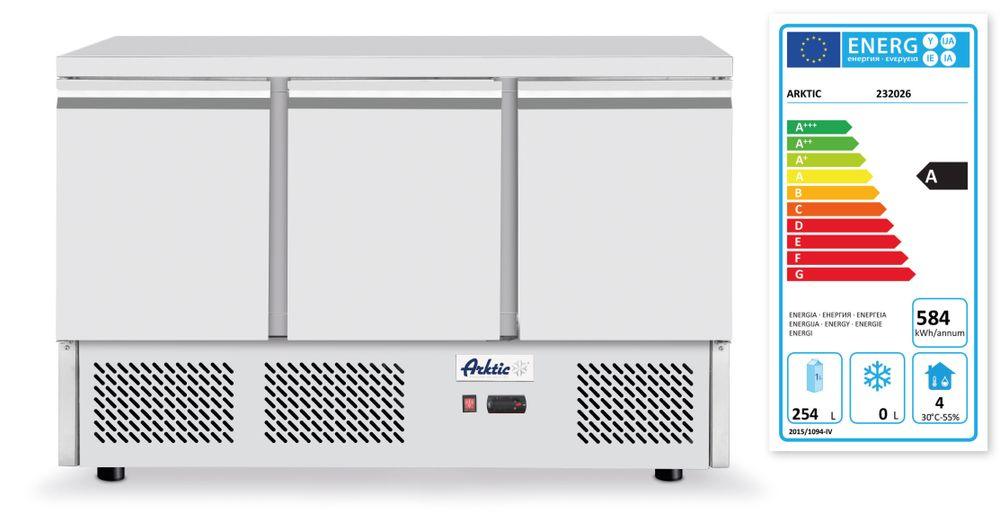 Saladette pizza 3 portes avec vitrine réfrigérée 380+40L, Arktic, 254L, 230V/400W, 1365x700x(H)1030mm