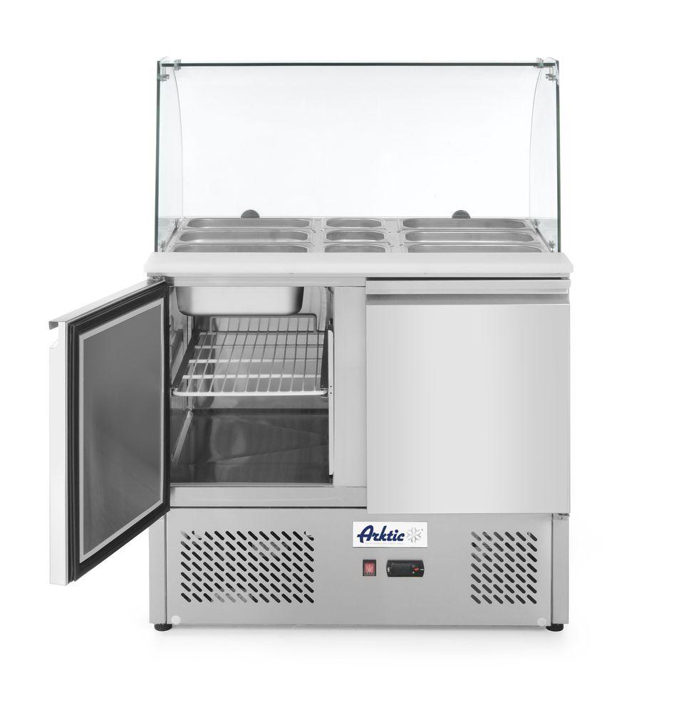 Saladette 2 portes avec vitrine réfrigérée en verre 300L, Arktic, 230V/310W, 900x700x(H)1300mm