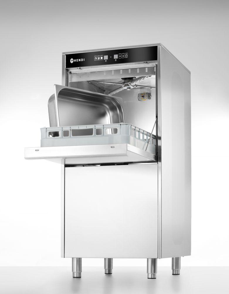 Lave-vaisselle 50x60 pour plateaux et casseroles – à commande électronique, avec système de dosage de détergent et pompe de vidange, HENDI, 400V/7100W, 595x730x(H)1340mm