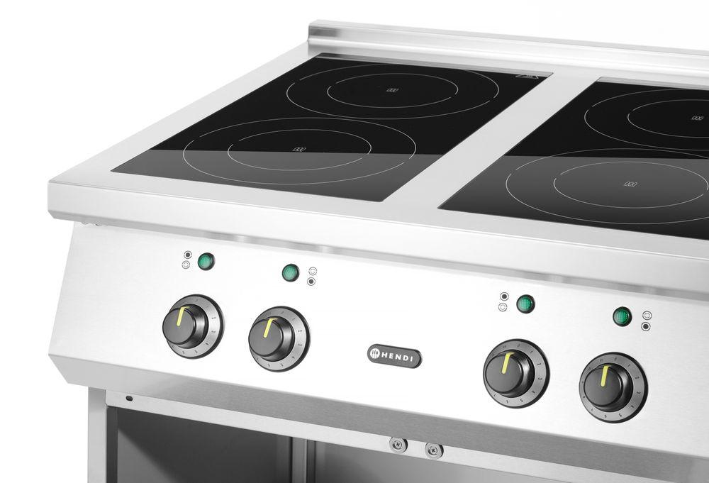 Cuisinière à induction avec 4 foyers, HENDI, 400V/17000W, 800x700x(H)870mm