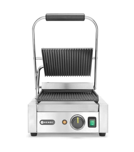 Grill de contact - modèle simple, HENDI, dessus et dessous rainurés, 230V/1800W, 310x370x(H)210mm