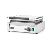 Grill de contact Panini, HENDI, dessus rainuré et dessous lisse, 230V/2200W, 430x370x(H)210mm