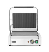 Grill de contact Panini, HENDI, dessus rainuré et dessous lisse, 230V/2200W, 430x370x(H)210mm