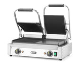 Grill de contact - modèle double, HENDI, moitié lisse, moitié rainuré, 230V/3600W, 570x370x(H)210mm