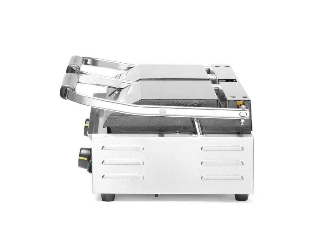 Grill de contact - modèle double, HENDI, moitié lisse, moitié rainuré, 230V/3600W, 570x370x(H)210mm