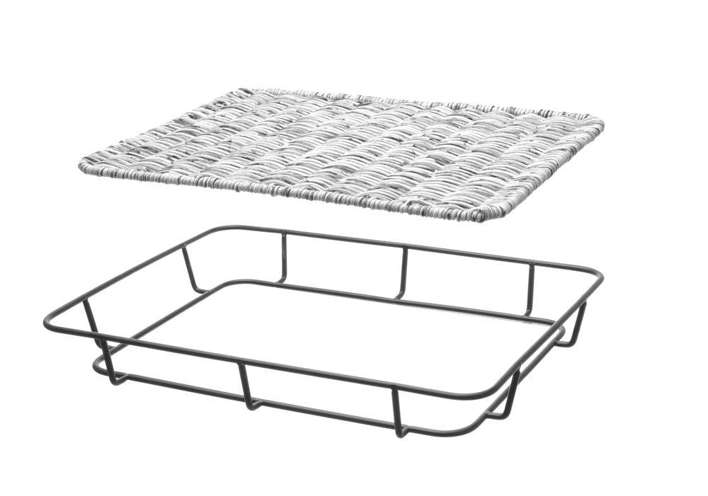 Corbeille à pain avec bord en inox, HENDI, Noir, 400x300x(H)50mm