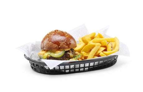 Paniers de service style fast-food, HENDI, Noir, 6 u., 275x175x(H)38mm