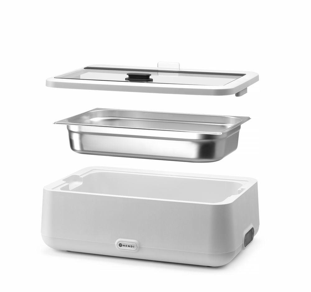 Chafing dish UNIQ , HENDI, Blanc, 220-240V/700W, 607x402x(H)250mm