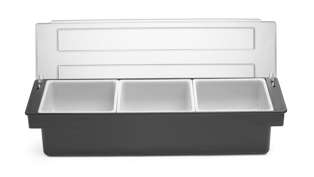 Boîte à ingrédients - 3 bacs, Bar up, Noir, 480x150x(H)100mm