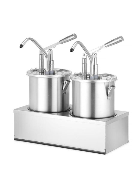 Set : 2 distributeurs de sauce en acier inoxydable avec pompe, HENDI, 9L, 400x200x(H)440mm