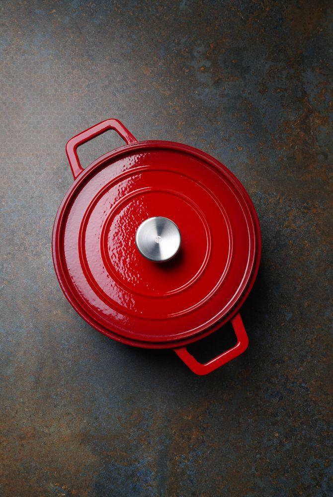 Cocotte en fonte émaillée, HENDI, 3,7L, Rouge, 317x240x(H)105mm