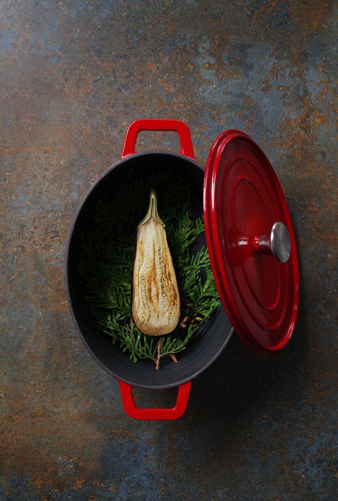 Cocotte en fonte émaillée, HENDI, 4,4L, Rouge, 365x290x(H)115mm