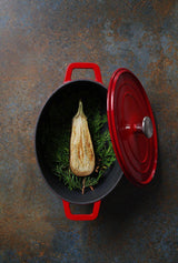 Cocotte en fonte émaillée, HENDI, 4,4L, Rouge, 365x290x(H)115mm