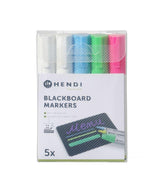 Feutres à craie 6 mm, HENDI, 1 rose, 1 vert, 1 bleu et 2 feutres blancs