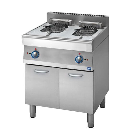 Friteuse électrique sur soubassement fermé, 10+10 litres