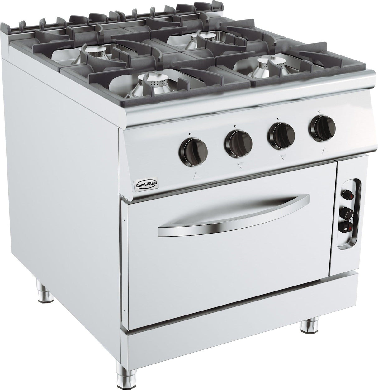 Cuisinière à Gaz Professionnelle 4 Brûleurs avec Four CombiSteel2/1 GN - FRANCE CHR