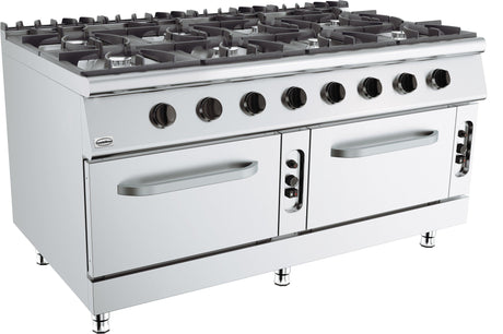 Cuisinière à Gaz Professionnelle 8 Brûleurs avec Four GN 2/1 - FRANCE CHR