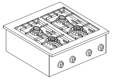 Cuisinière à Gaz 4 Br. 14KW - Performance Éclair - FRANCE CHR