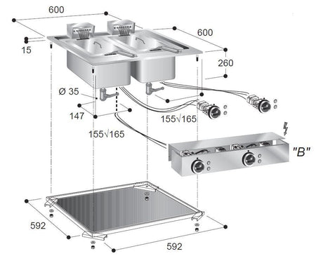 Friteuse électrique professionnelle 2x10 L - FRANCE CHR