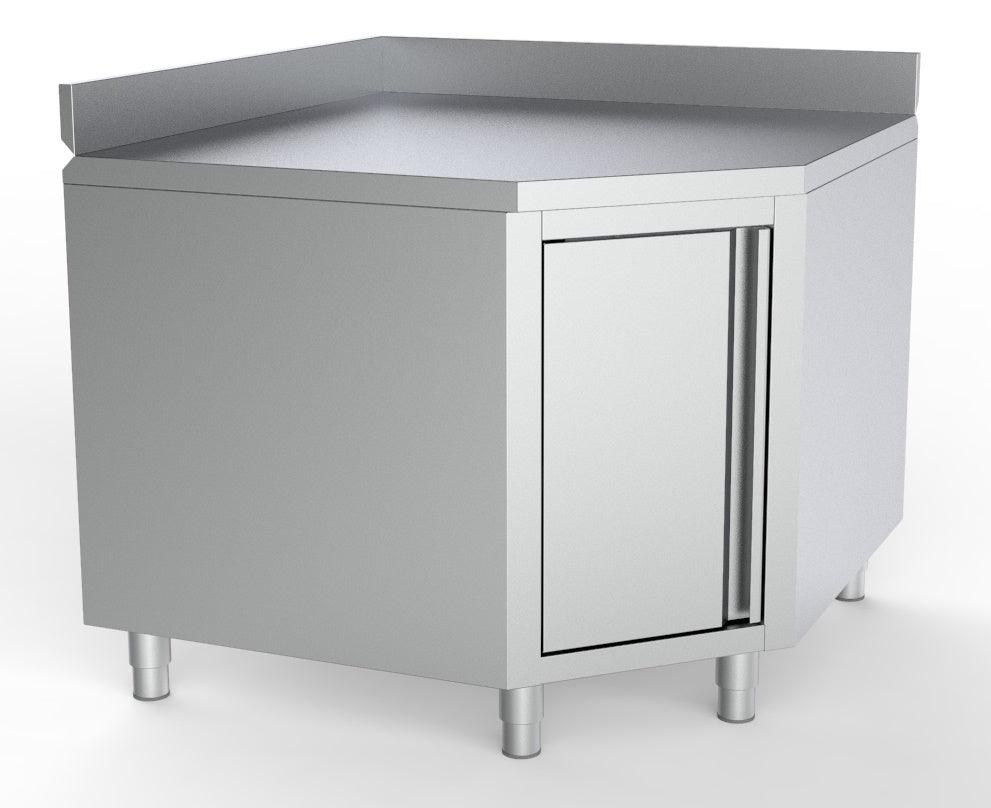 Plan de Travail d'Angle avec Porte et Bord Relevé 1000/1000 pour Tables de 700mm - FRANCE CHR