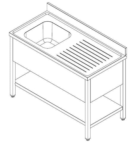 Étagère de Rangement pour Évier 600 BLOC-ÉVIER, Gauche 1200. - FRANCE CHR