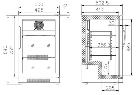 Armoire Réfrigérée Noire avec Porte Vitrée - FRANCE CHR