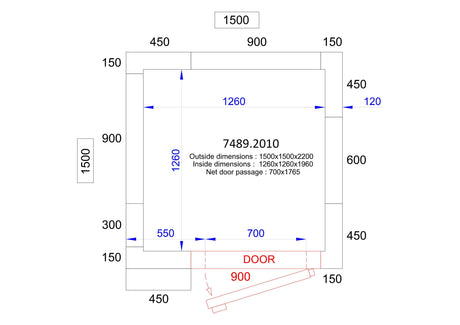 Chambre Froide CombiSteelPro Line 1500x1500x2200 mm - 120 mm - FRANCE CHR