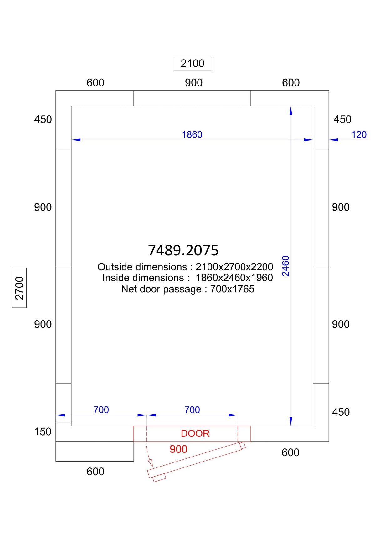 Chambre Froide CombiSteel Pro Line 2100x2700x2200 - 120mm. Transport sur demande. - FRANCE CHR