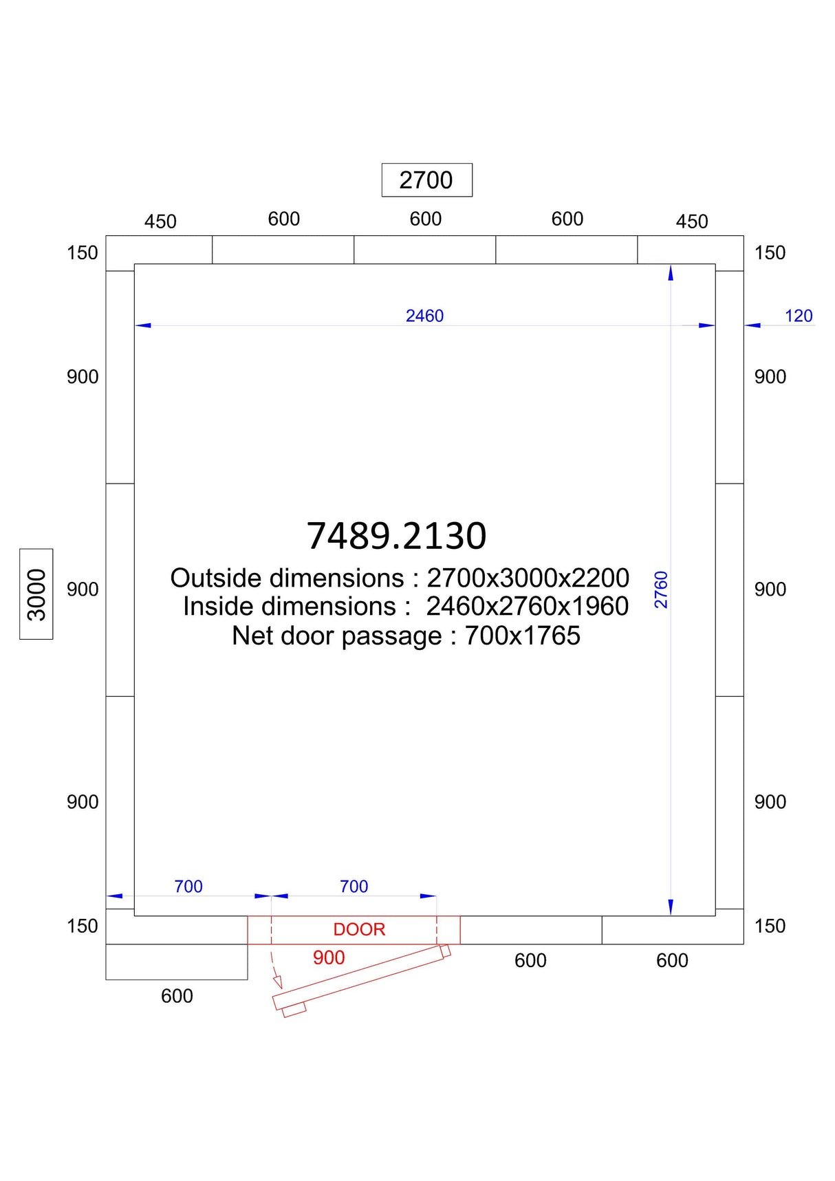 Chambre froide polyvalente et efficace 2700x3000x2200 - 120 mm. - FRANCE CHR
