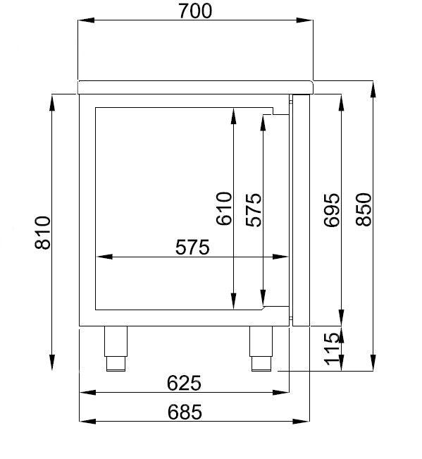 Table Réfrigérée Pro Line 1 Porte + 4 Tiroirs - FRANCE CHR