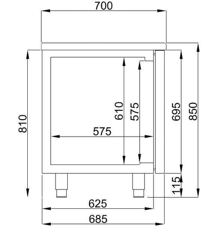Table Réfrigérée Pro Line 1 Porte + 4 Tiroirs - FRANCE CHR