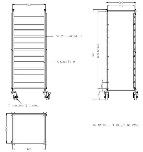 Chariot de Débrassage Compact 2/1GN - FRANCE CHR