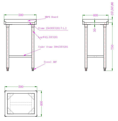 Bloc de découpage professionnel en polyéthylène 80mm - Robuste et durable. - FRANCE CHR