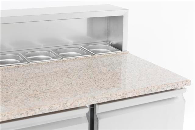 Table de préparation pour pizza à deux portes en acier inoxydable. - FRANCE CHR