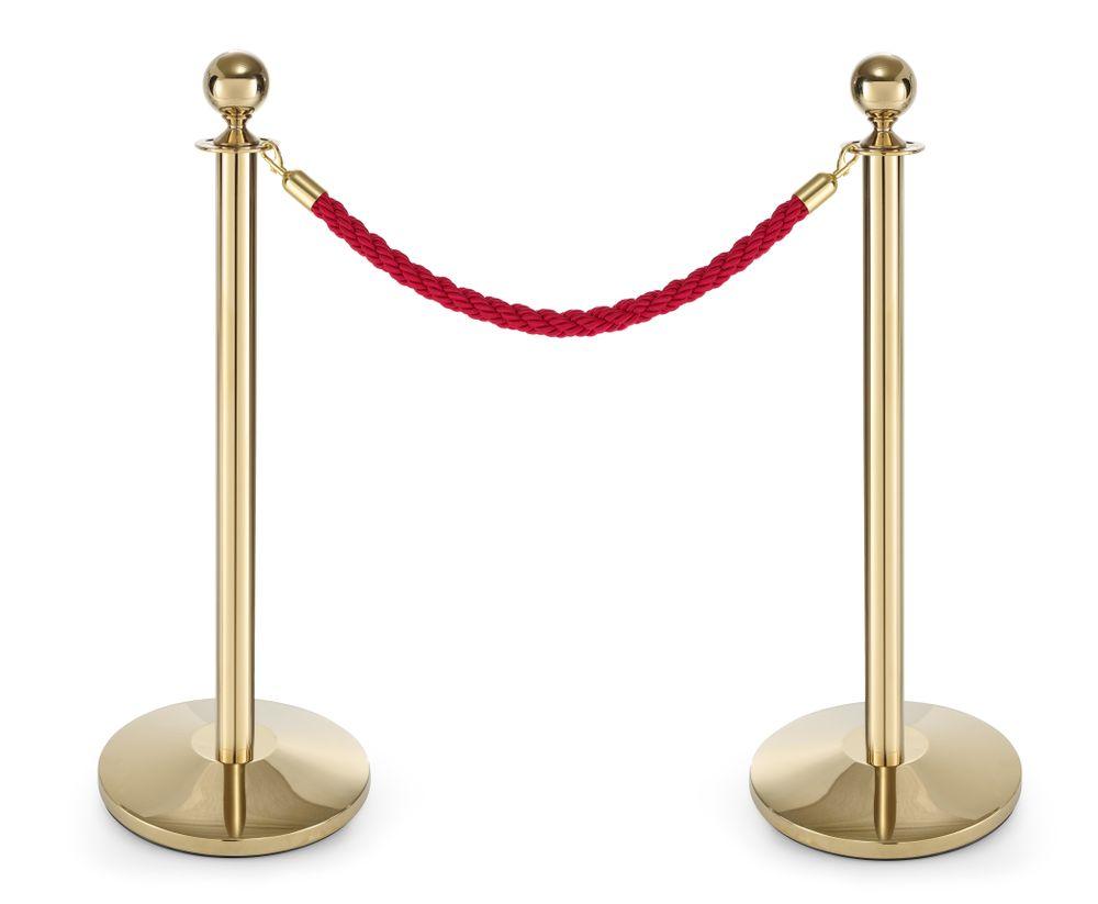 Cordes pour poteau d'accueil, HENDI, rouge avec crochet chromé, Rouge, (L)1500mm