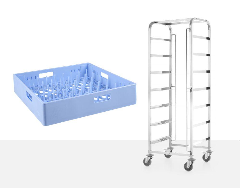 Chariot pour casiers de lavage - 7 x 500x500 mm, HENDI, 615x560x(H)1700mm