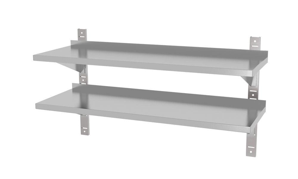 Double étagère murale réglable, avec deux supports en acier, HENDI, 1400x300x(H)600mm